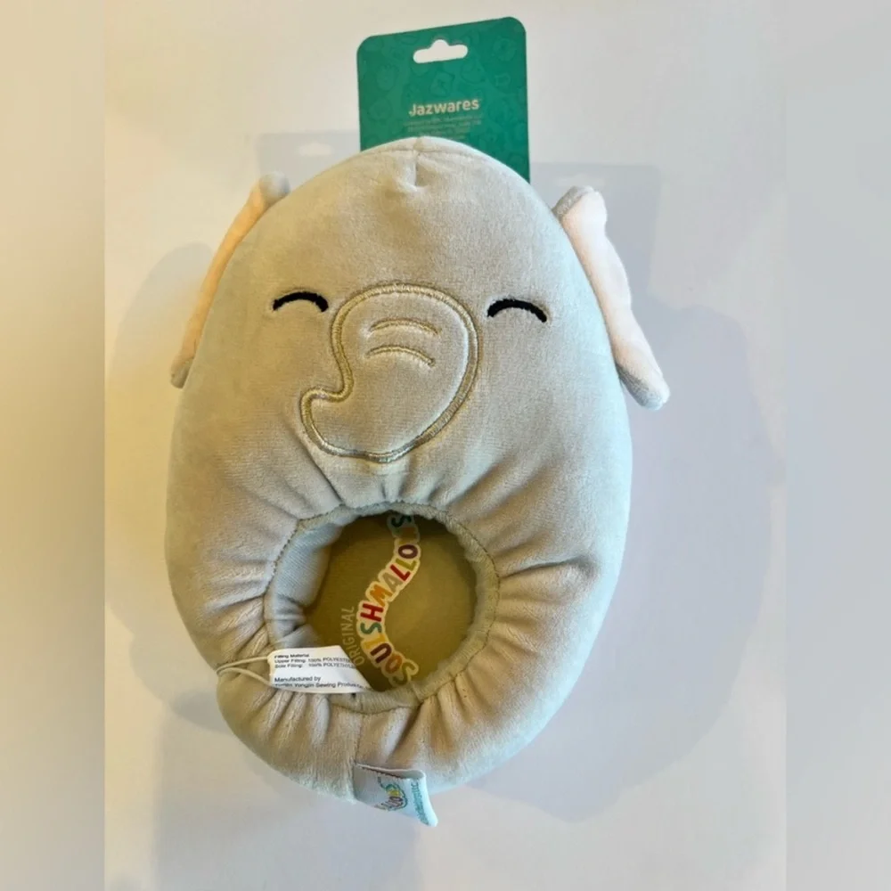 NWT Squishmallows Gift Set 12” Mila Elephant Slippers Sz 13/1 Kids Shoe Size